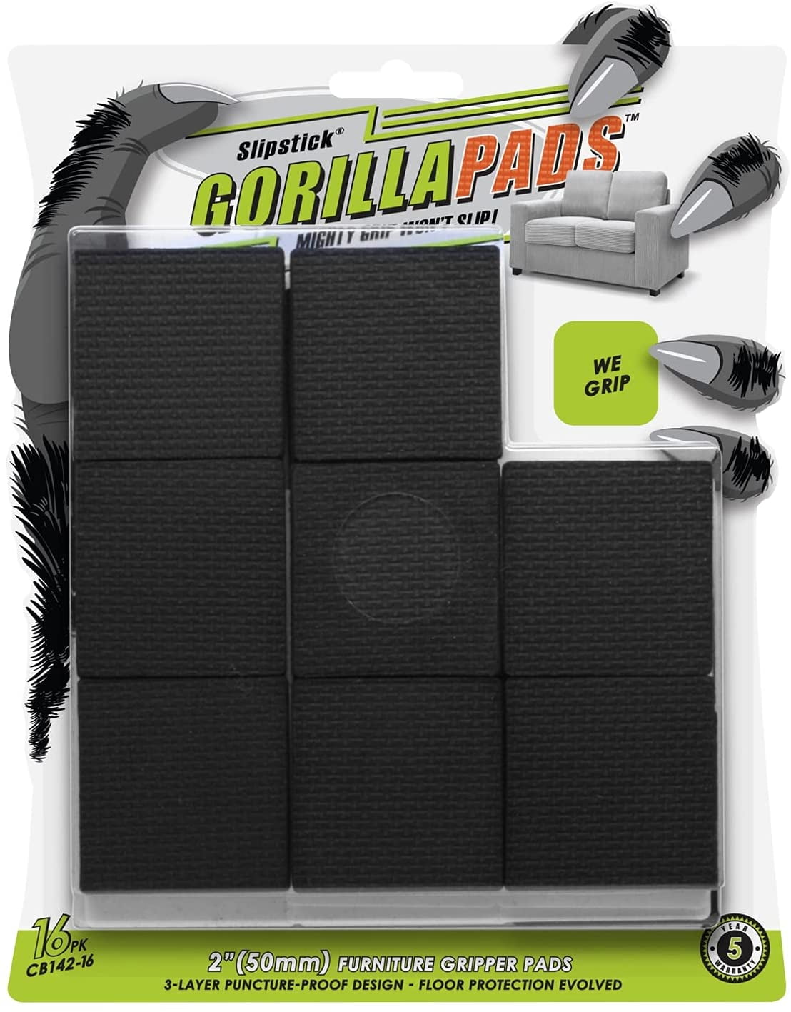 Slipstick 1 GorillaPads Round Furniture Gripper Pads - 16 ct