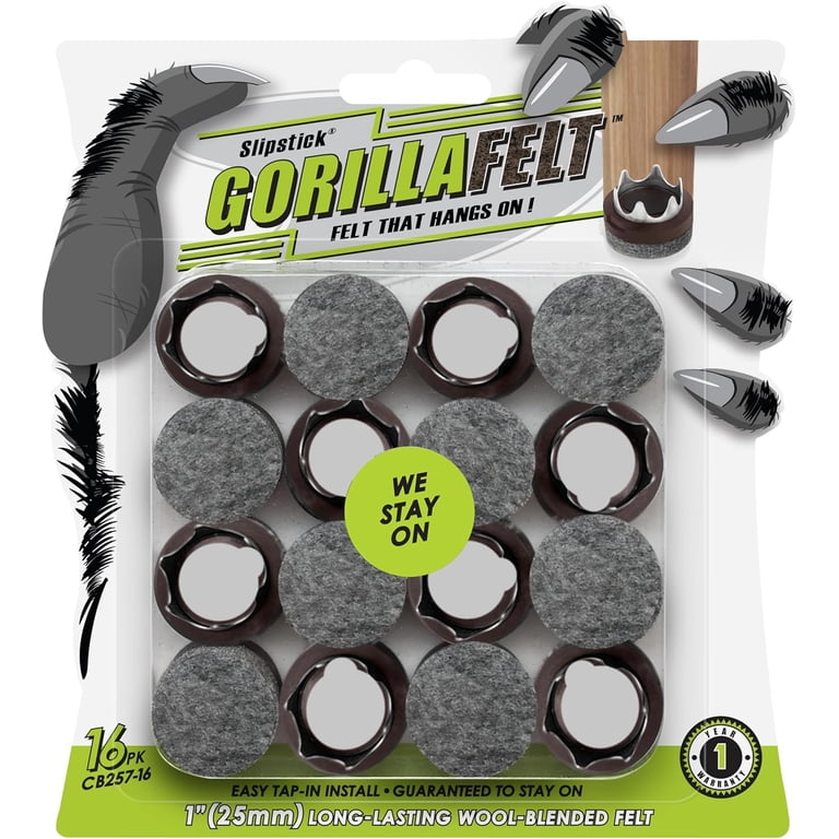 Protectores De Fieltro GorillaFelt Para Patas De Silla - 8 Unidades De 2.5 Cm, Con Púas Y Adhesivo