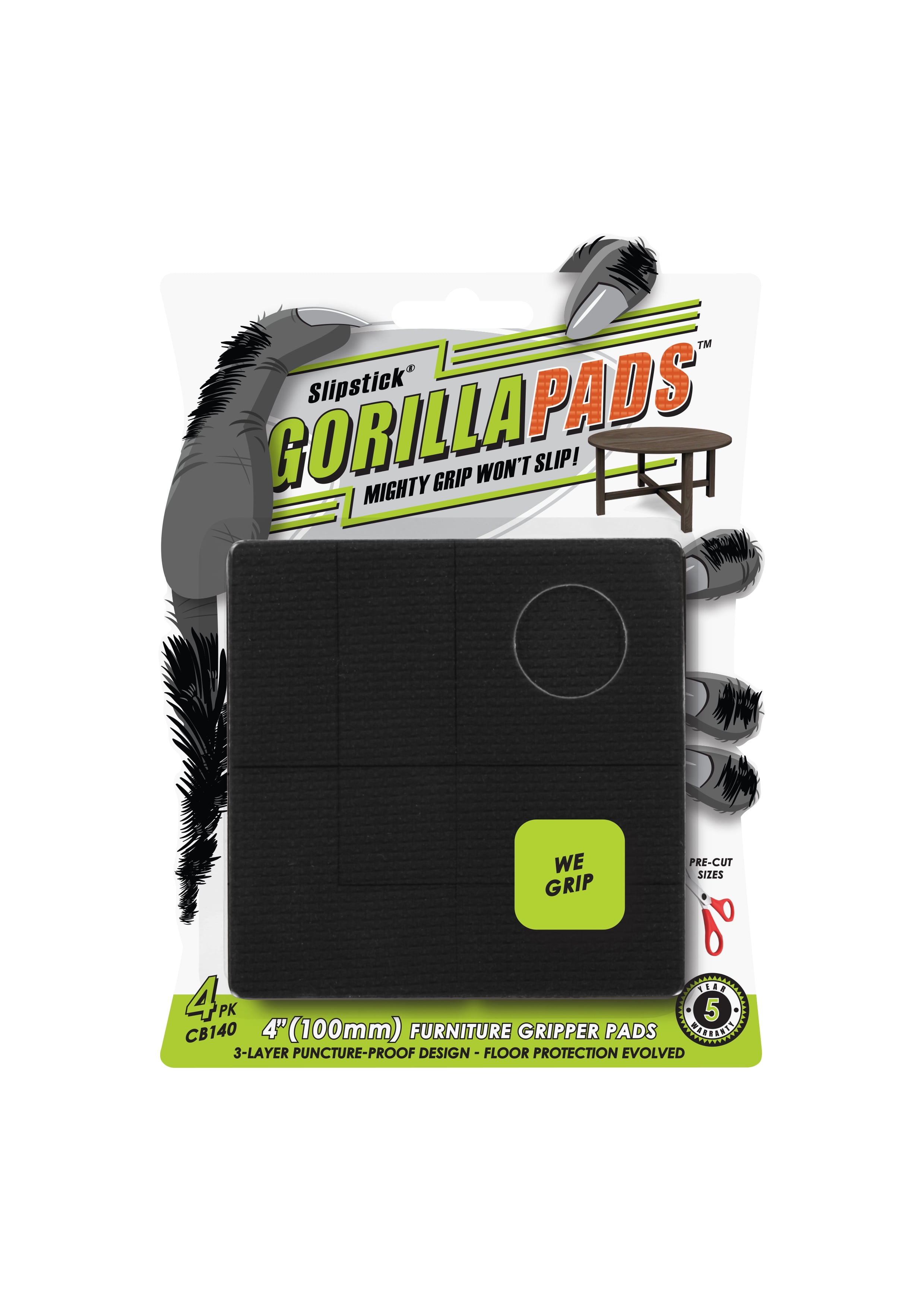 Slipstick Gorillapads 4 Square Furniture Gripper Pads (4 Pack)