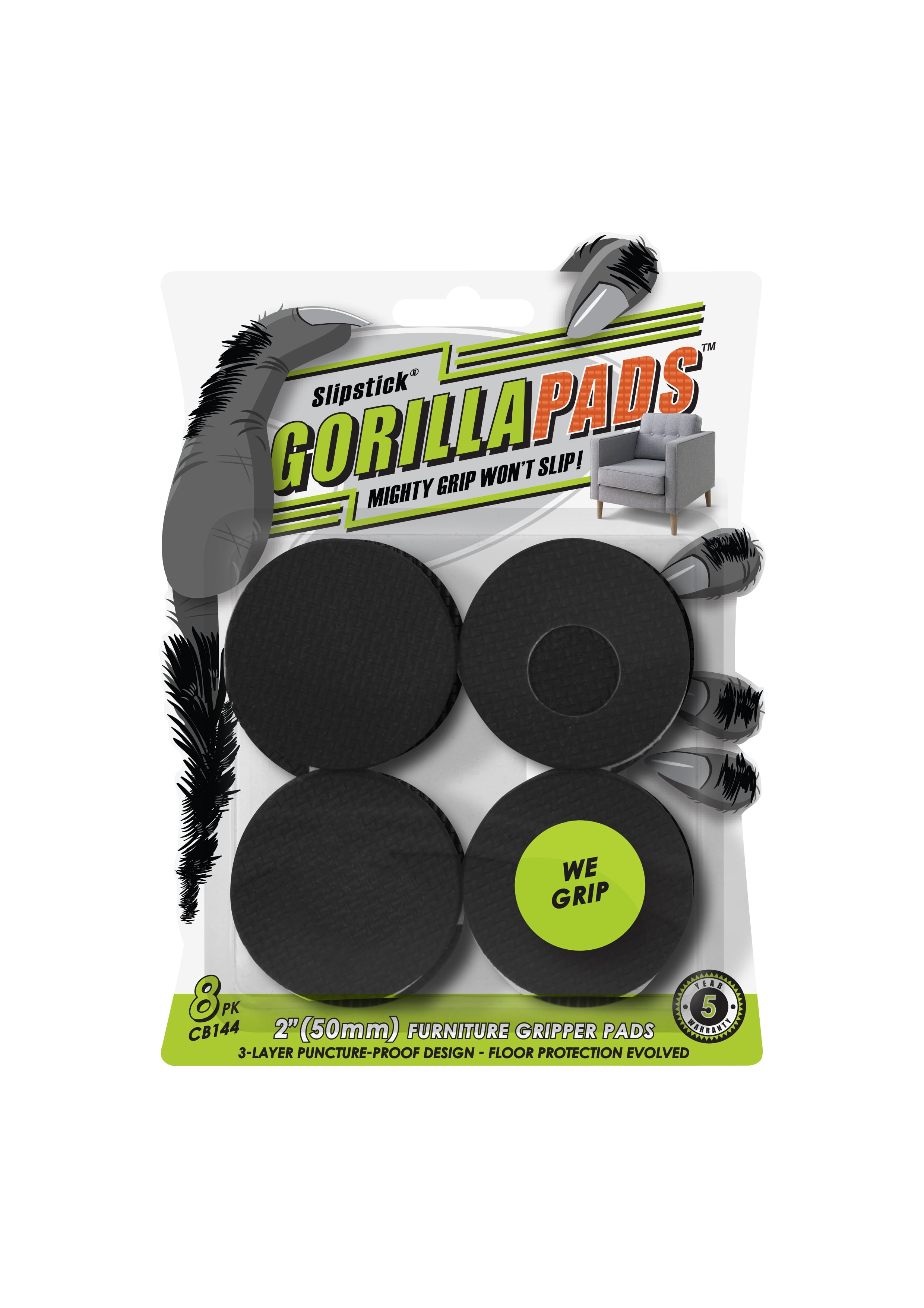 4'' x 4'' GorillaPads Pre-Scored Non-Slip Furniture Pads, 4-Pack - Rockler
