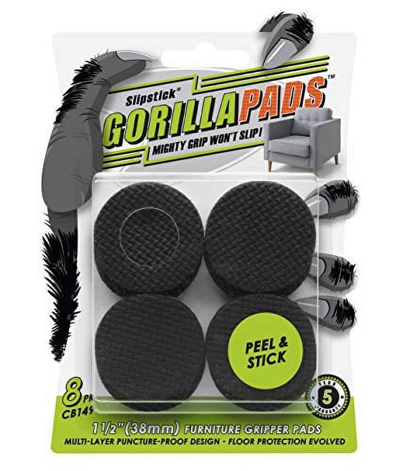 Slipstick Gorilla Grip Pads, NonSlip Rubber for Chairs & Couch on Hardwood, 11/2 inch Round