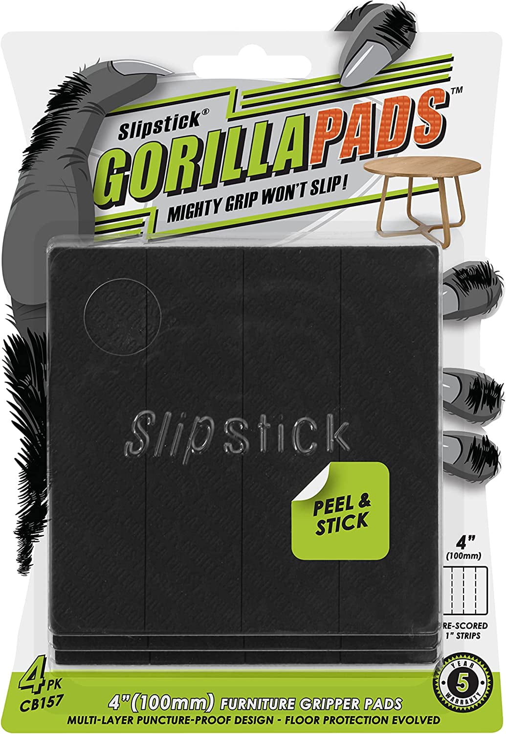 Slipstick GorillaPads 2 Round Furniture Gripper Pads, 8-Pack