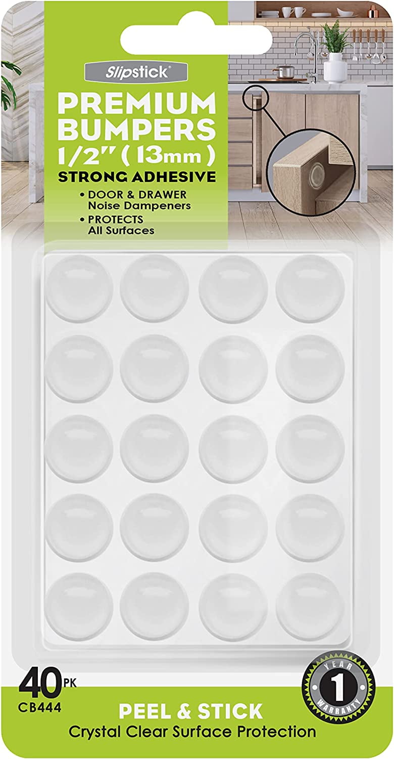 Slipstick Premium Door Bumpers 1/2 Round Clear Adhesive Pads