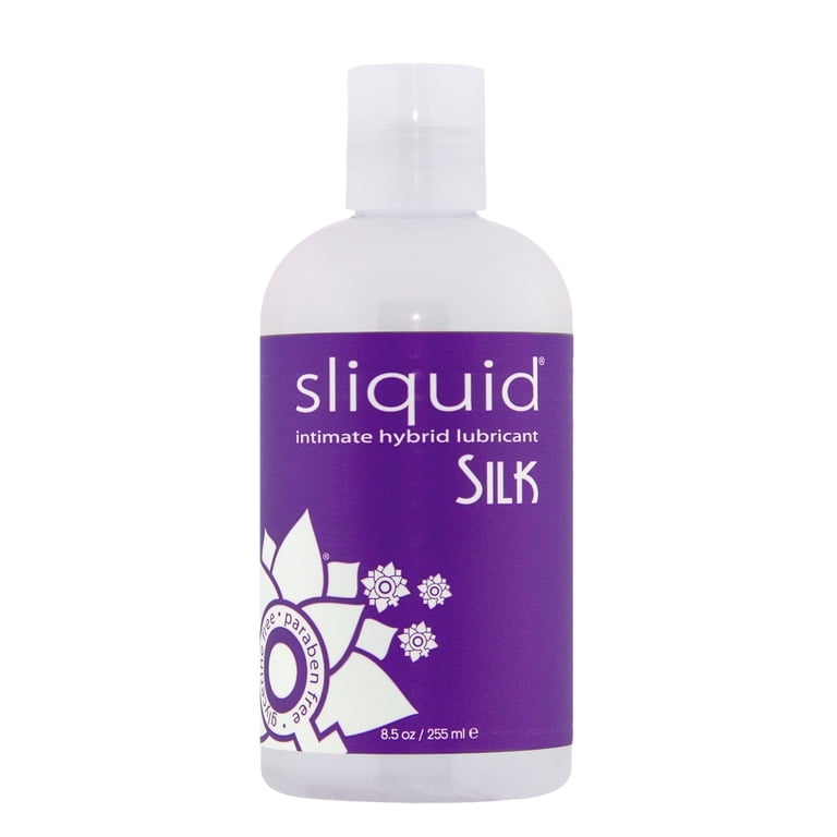 Sliquid Silk Lubricant 8.5oz, Hybrid Water-Based and Silicone Lube,  Unscented, Creamy Texture