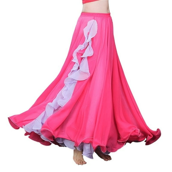 Slit Chiffon Skirt Belly Dancing Skirt For Women Belly Dance Costumes Belly Dance Dress Lotus Leaf Performance Skirt Long