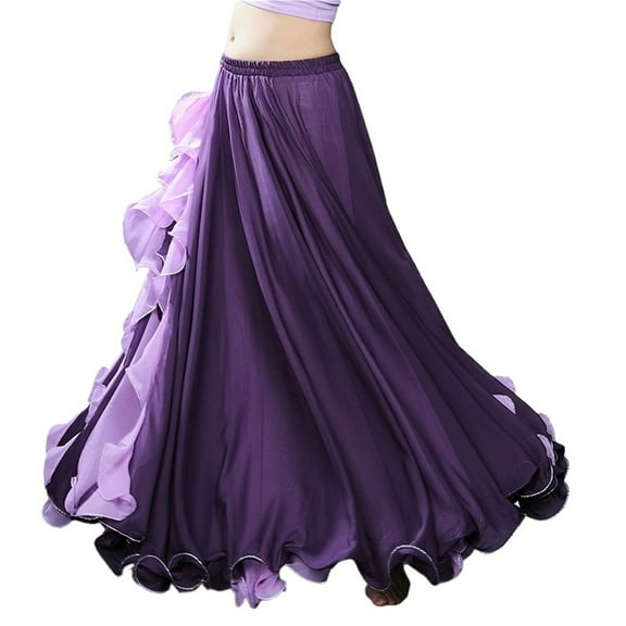 Slit Chiffon Skirt Belly Dancing Skirt For Women Belly Dance Costumes Belly Dance Dress Lotus Leaf Performance Skirt Long