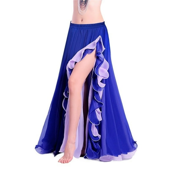Slit Chiffon Skirt Belly Dancing Skirt For Women Belly Dance Costumes Belly Dance Dress Lotus Leaf Performance Skirt Long