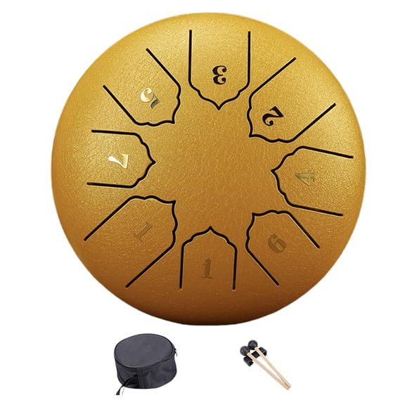 Slit Drum, Steel Tongue Drum, 6 inch 8 Tone, Handpan Drum with Drumsticks, Bag, Percussions Instrument for Yoga