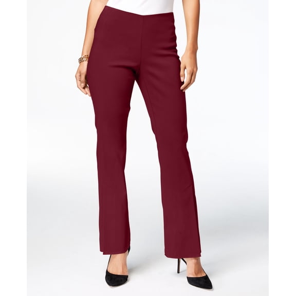 Slit Front Pull On Bootcut Pants Red 4