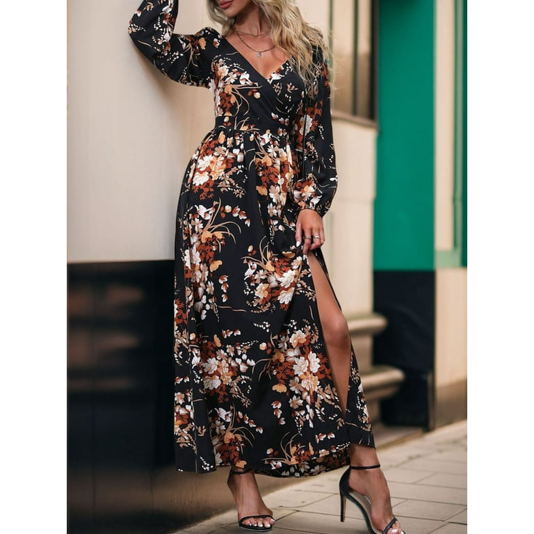 Long sleeve maxi dress with slits new arrivals