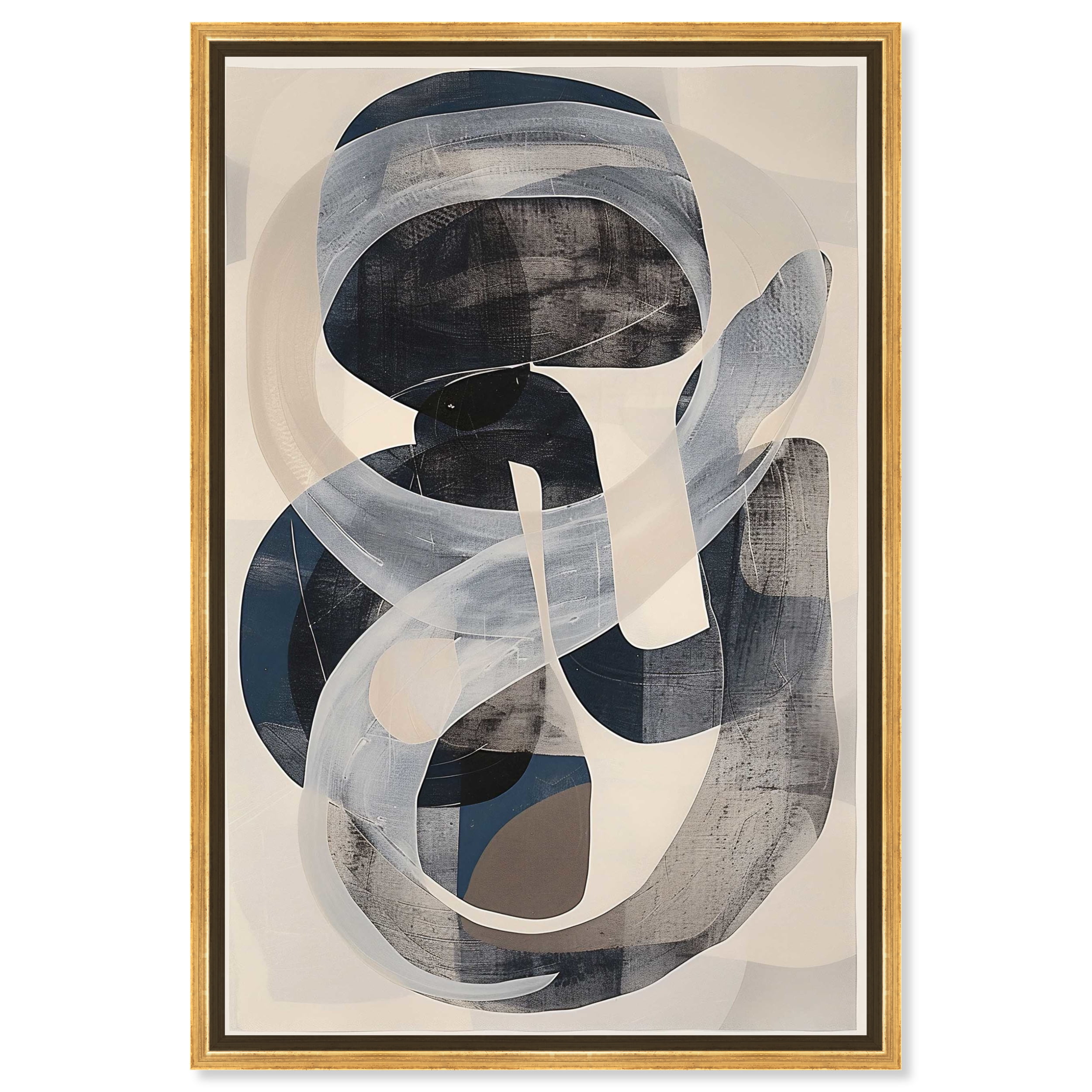 Large Abstract Canvas Wall Art with Gold Frame