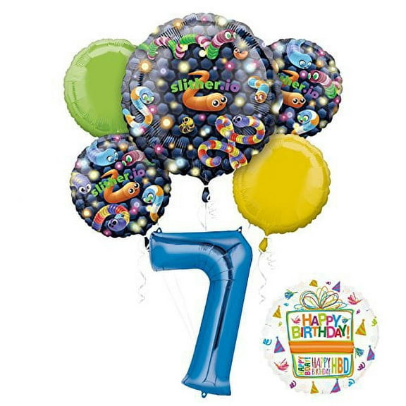 Slither.io Party Supplies 7th Birthday Video Game Balloon Bouquet Decorations