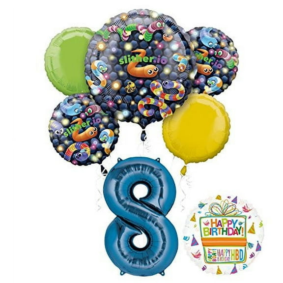 Slither.io Party Supplies 8th Birthday Video Game Balloon Bouquet Decorations