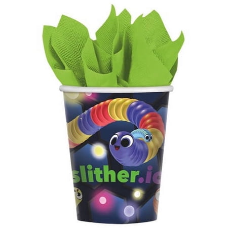 Slither.io Slither Snake Video Game Kids Birthday Party 9 oz. Paper Cups