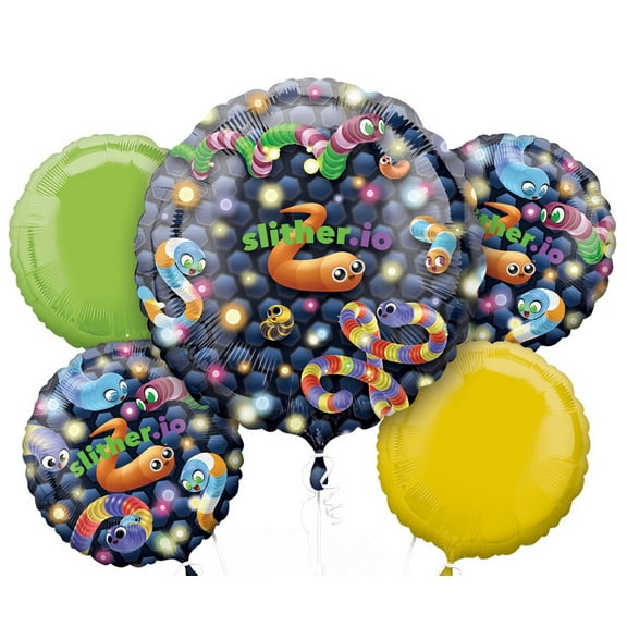 Slither.io Video Game Party 5pc Bouquet of Balloons