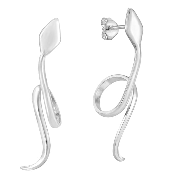 Slithering Coiled Snake Statement Sterling Silver Post Stud Earrings