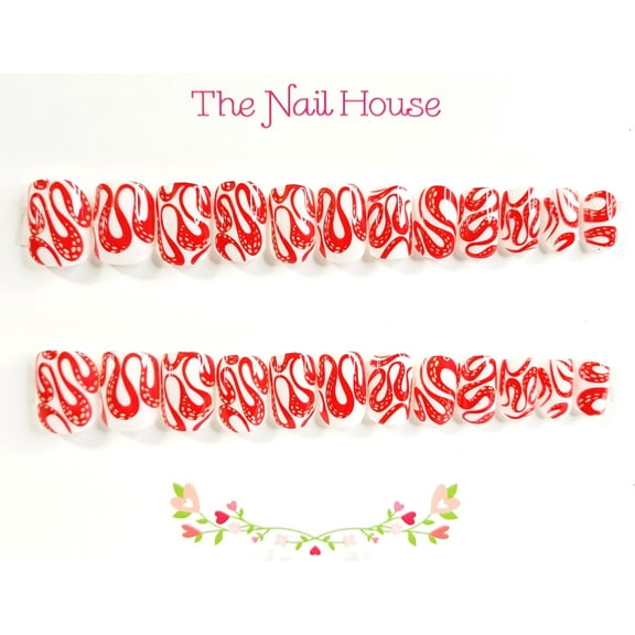 Slithering Snakes Halloween Extra Short Squoval Press-On Nails By The Nail House NH - 24 Pieces