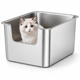 thumbnail image 1 of Sliver 15.6"L×11.8"W×7.9"H Stainless Steel Cat Litter Box for Small Cats and Kittens, 1 of 6
