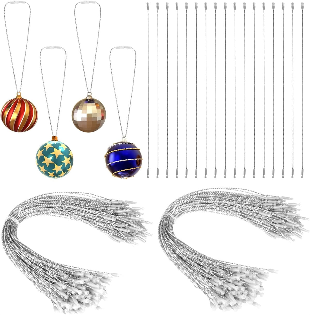Xmas Ropes Carton Sliver Christmas Ornament Hangers String, GIXUSIL 200Pcs 20 cm ...