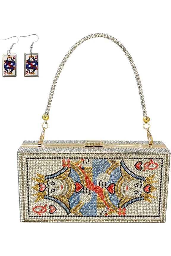 Sliver Evening Bag Rhinestone Bling Purses Card Handbags Clutch For Party.