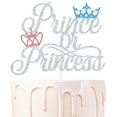 Sliver Glitter Prince or Princess Cake Topper Gender Reveal/Baby