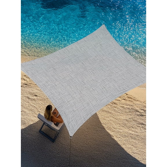 Sliver Gray Solid Sun Shade Sail 8' x 10', Minimalist Cloth Light Gray Linen Texture Industrial Rectangle Outdoor Sunshade Canopy, Waterproof UV Block Patio Covers for Garden Yard Beach