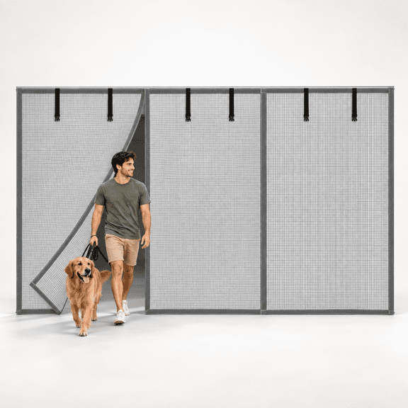 Sliver Grey 16.3x8.15 Blackout Garage Screen with Retractable Fiberglass