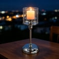 thumbnail image 1 of Sliver Hurricane Candle Holders, 1 Pcs Tall Windproof Candle Holders, Metal Stand for Table Centerpiece, Outdoor Indoor Wedding Party Holiday Decor, Home Dining, Candles Not Included, 1 of 5