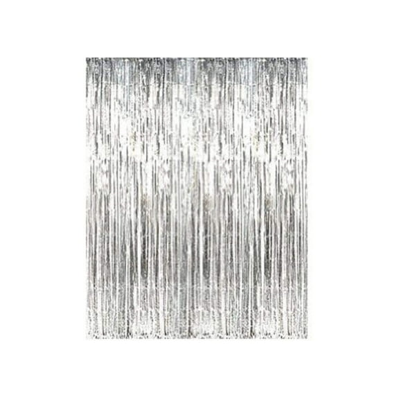 Sliver Metallic Foil Party Tassel Curtain Fringe Wall Decoration Hanging 3'x 8'