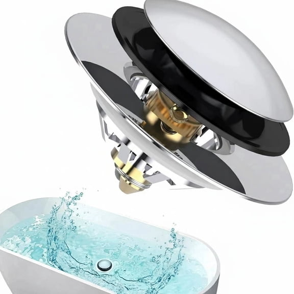 Sliver Plated Universal Tub Dain Stopper, Pop Up Bath Drain Tip Toe Bathtub Drain Stopper,Conversion Kit Assembly, Replaces Lift and Turn, Tip-Toe and Trip Lever drains for Tub