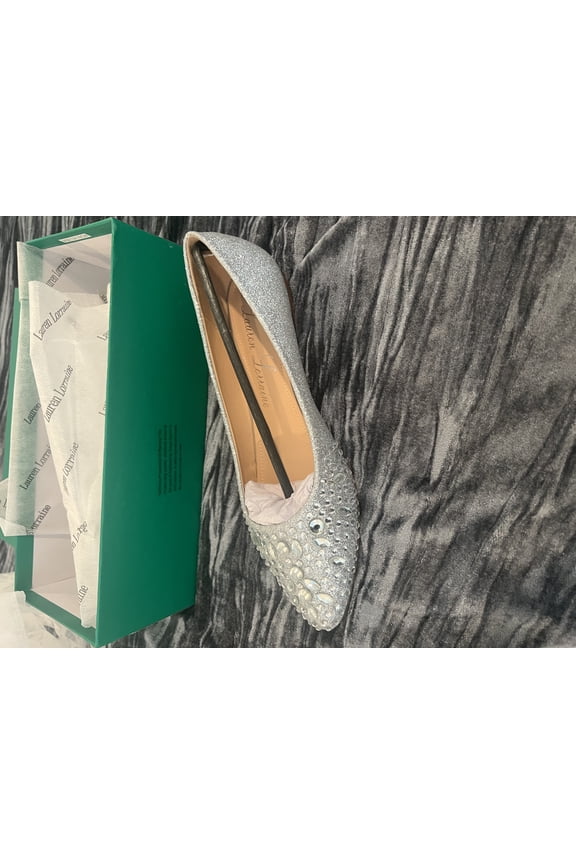 Sliver Rhinestone Slip On Flats