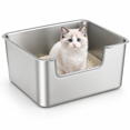 thumbnail image 1 of Sliver-Side Entry 17.5"L×13.6"W×7.9"H Stainless Steel Cat Litter Box, 1 of 6