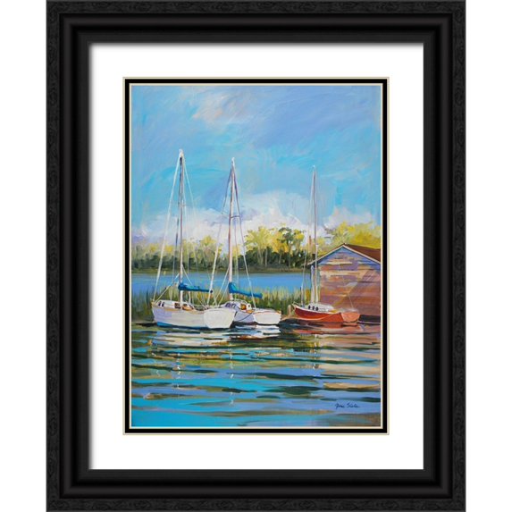 Slivka, Jane 11x14 Black Ornate Wood Framed with Double Matting Museum Art Print Titled - Boats