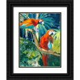 thumbnail image 1 of Slivka, Jane 12x14 Black Ornate Wood Framed with Double Matting Museum Art Print Titled - Parrots in Tropics II, 1 of 4