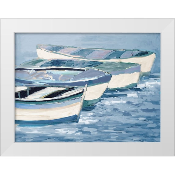 Slivka, Jane 14x12 White Modern Wood Framed Museum Art Print Titled - Blue Keep Rowing