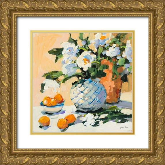 Slivka, Jane 15x15 Gold Ornate Wood Framed with Double Matting Museum Art Print Titled - Flowers And Oranges