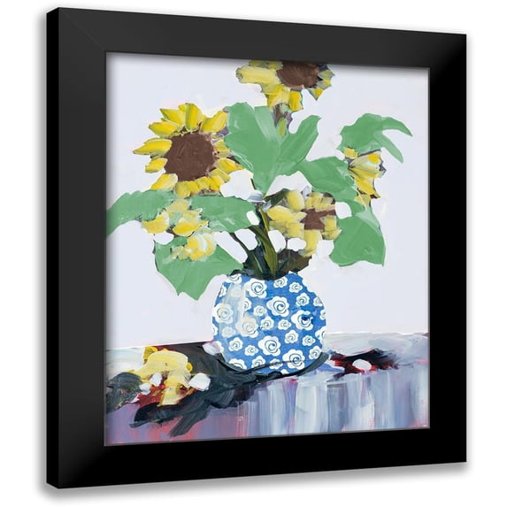 Slivka, Jane 15x18 Black Modern Framed Museum Art Print Titled - Sunflowers In Decorative Vase