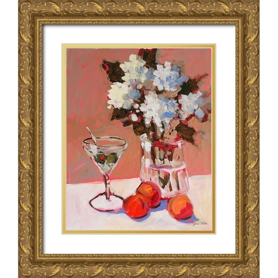 Slivka, Jane 15x18 Gold Ornate Wood Framed with Double Matting Museum Art Print Titled - Flowers and Martini