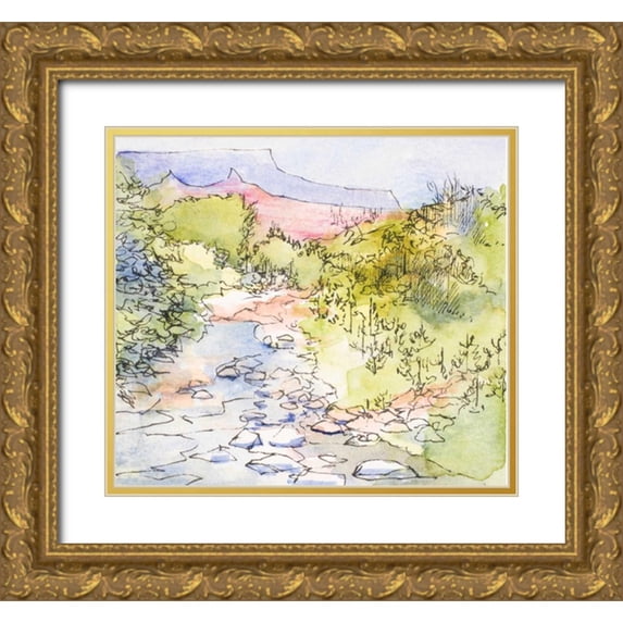 Slivka, Jane 16x15 Gold Ornate Wood Framed with Double Matting Museum Art Print Titled - Along the River
