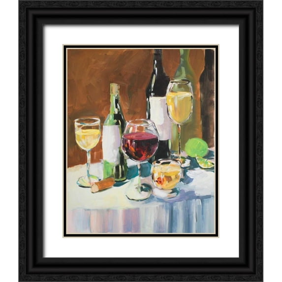 Slivka, Jane 20x24 Black Ornate Wood Framed with Double Matting Museum Art Print Titled - Wine Party
