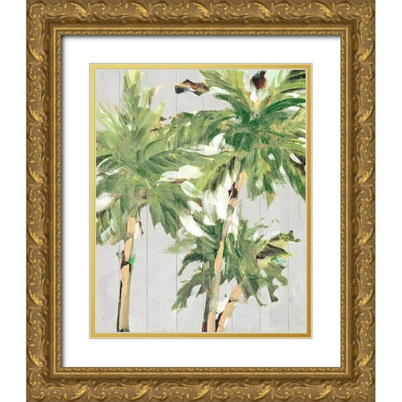 Slivka, Jane 20x24 Gold Ornate Wood Framed with Double Matting Museum Art Print Titled - Caribbean Palm Trees