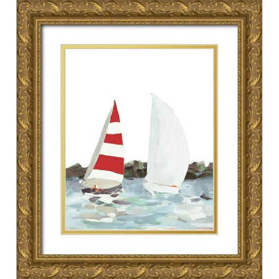 Slivka, Jane 20x24 Gold Ornate Wood Framed with Double Matting Museum Art Print Titled - Line Regatta II