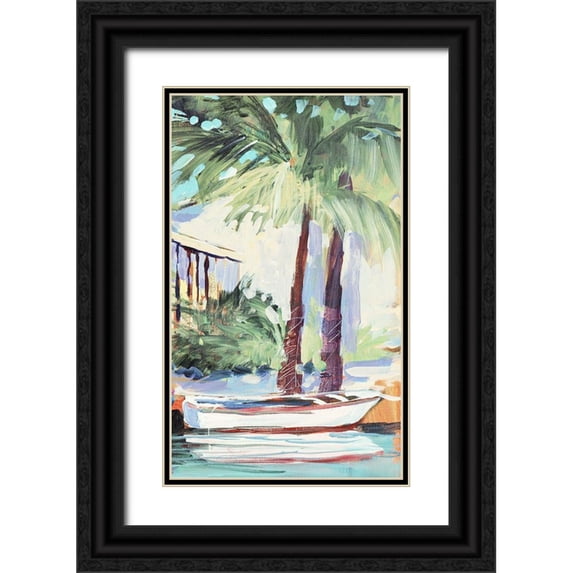 Slivka, Jane 21x32 Black Ornate Wood Framed with Double Matting Museum Art Print Titled - Docked By The Palms