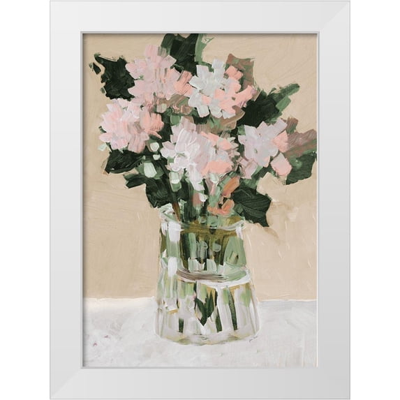 Slivka, Jane 24x32 White Modern Wood Framed Museum Art Print Titled - Pink Flower Arrangement