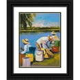thumbnail image 1 of Slivka, Jane 25x32 Black Ornate Wood Framed with Double Matting Museum Art Print Titled - Fishing I, 1 of 4