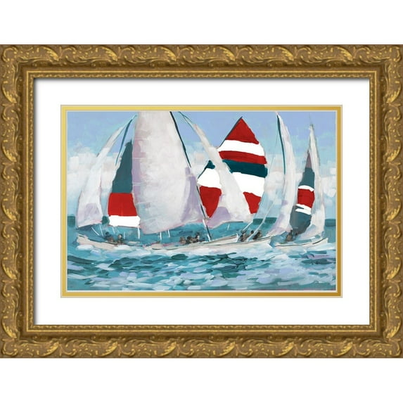 Slivka, Jane 32x23 Gold Ornate Wood Framed with Double Matting Museum Art Print Titled - Wide Sails
