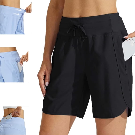 Slkconsumer Shorts, Women's Active 7 Inseam Athletic Long Running High Wasistband Shorts, Fast-Drying Lightweight Short