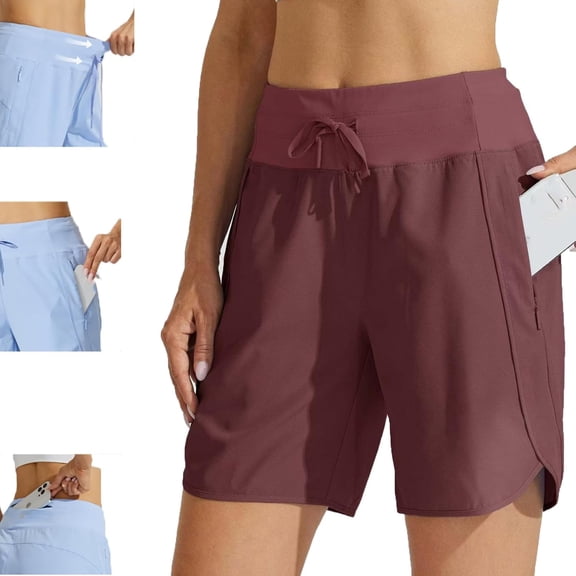 Slkconsumer Shorts, Women's Active 7 Inseam Athletic Long Running High Wasistband Shorts, Fast-Drying Lightweight Short