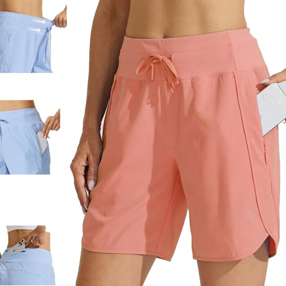 Slkconsumer Shorts, Women's Active 7 Inseam Athletic Long Running High Wasistband Shorts, Fast-Drying Lightweight Short