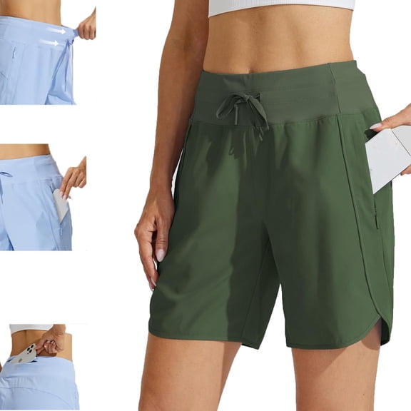 Slkconsumer Shorts, Women's Active 7 Inseam Athletic Long Running High Wasistband Shorts, Fast-Drying Lightweight Short